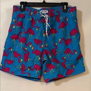 Maamgic Blue Flamingo Men’s Swim Trunks Size Medium